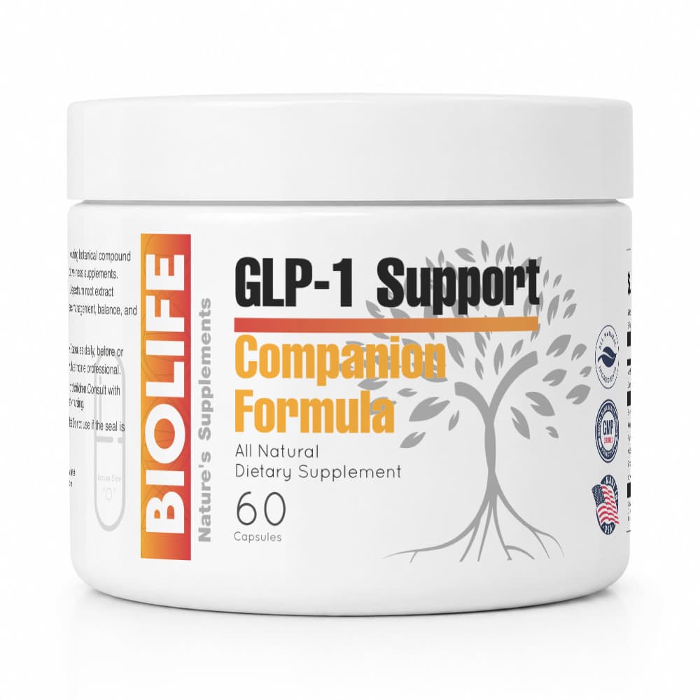 BIOLIFE GLP-1 Support Companion Formula – Berberine, KSM-66 Ashwagandha & Prebiotic Fiber Supplement (60 Capsules)